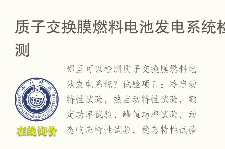 质子交换膜<font color='red'>燃料</font>电池发电系统检测
