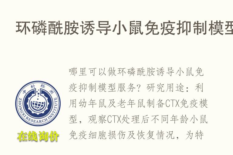 环<font color='red'>磷</font>酰胺诱导小鼠免疫抑制模型