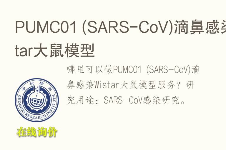 PUMC01 (SARS-CoV)滴鼻感染Wistar大鼠模型