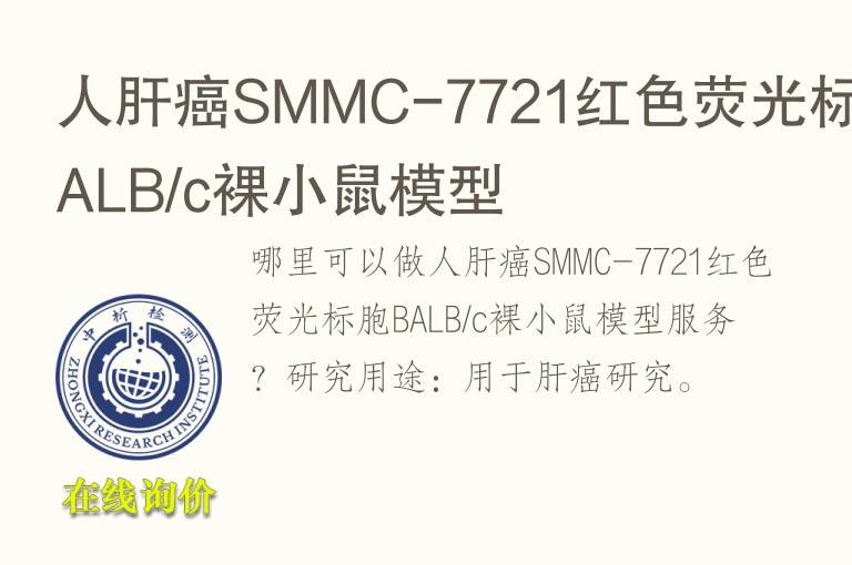 人肝癌SMMC-7721红<font color='red'>色</font>荧光标胞BALB/c裸小鼠模型
