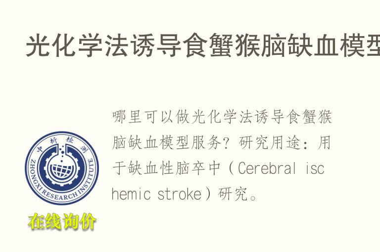 光<font color='red'>化学</font>法诱导食蟹猴脑缺血模型