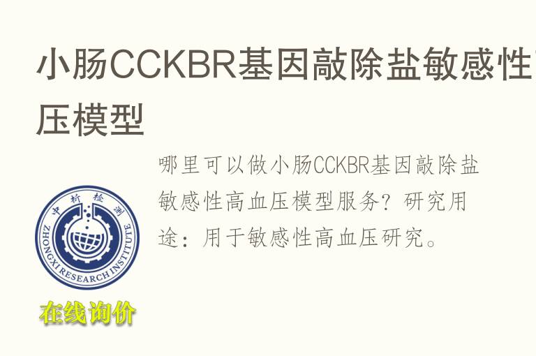 小肠CCKBR基因敲除盐敏感性高<font color='red'>血</font>压模型