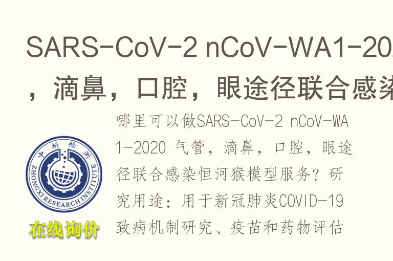 SARS-CoV-2 nCoV-WA1-2020 <font color='red'>气</font>管，滴鼻，口腔，眼途径联合感染恒河猴模型