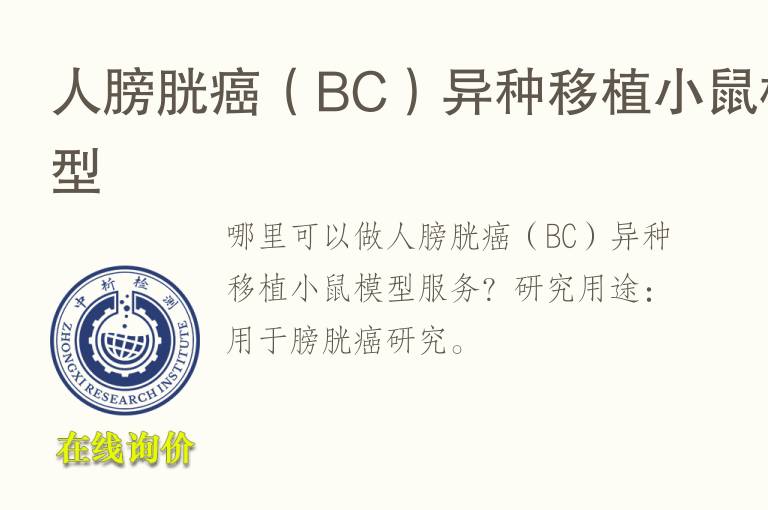 人膀胱癌（BC）异种移植小鼠<font color='red'>模型</font>
