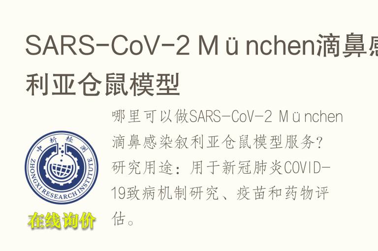 SARS-CoV-2 München滴鼻感染叙利亚仓鼠模型