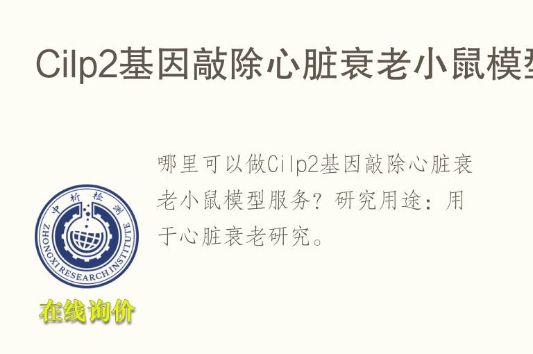 Cilp2<font color='red'>基因</font>敲除心脏衰老小鼠模型