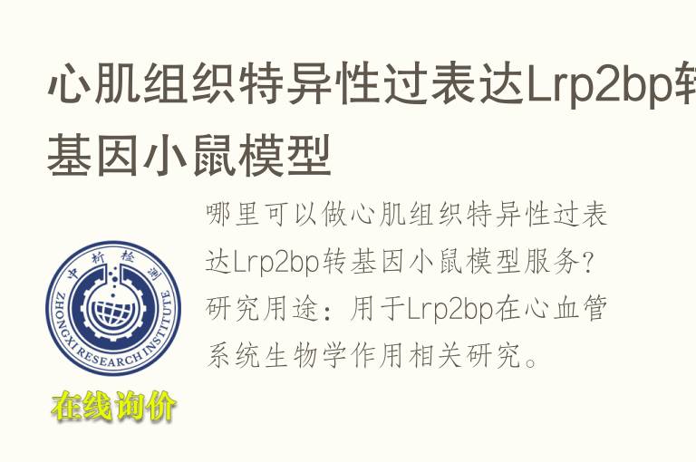 心肌组织特异性过表达Lrp2bp转<font color='red'>基因</font>小鼠模型